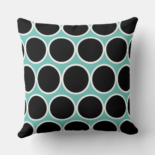 Oreiller moderne Turquoise, noir et blanc