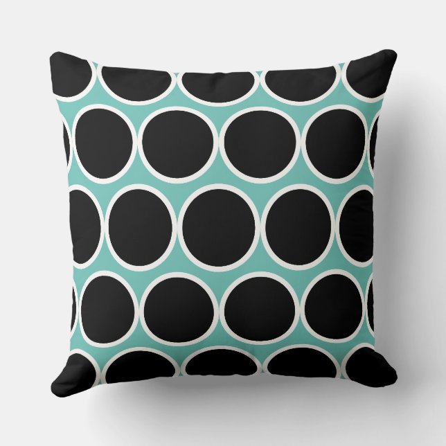 Oreiller moderne Turquoise, noir et blanc (Verso)
