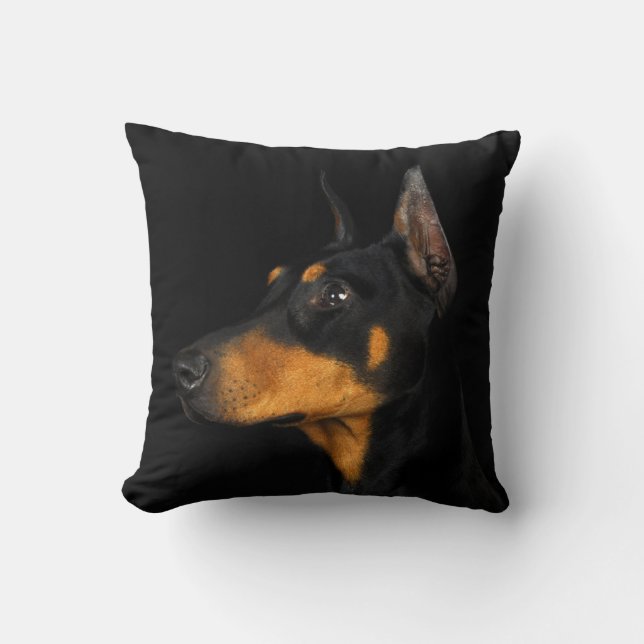 Oreiller noir et bronzage de Pinscher de dobermann (Recto)
