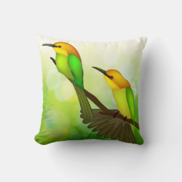 Oreiller Oiseaux Jaunes et Verts