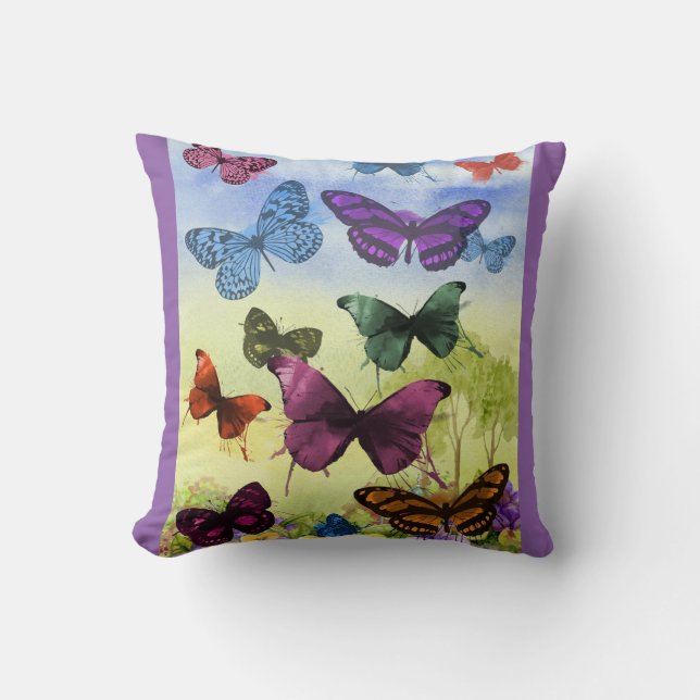 Oreiller Papillon avec Dos Violet (Recto)