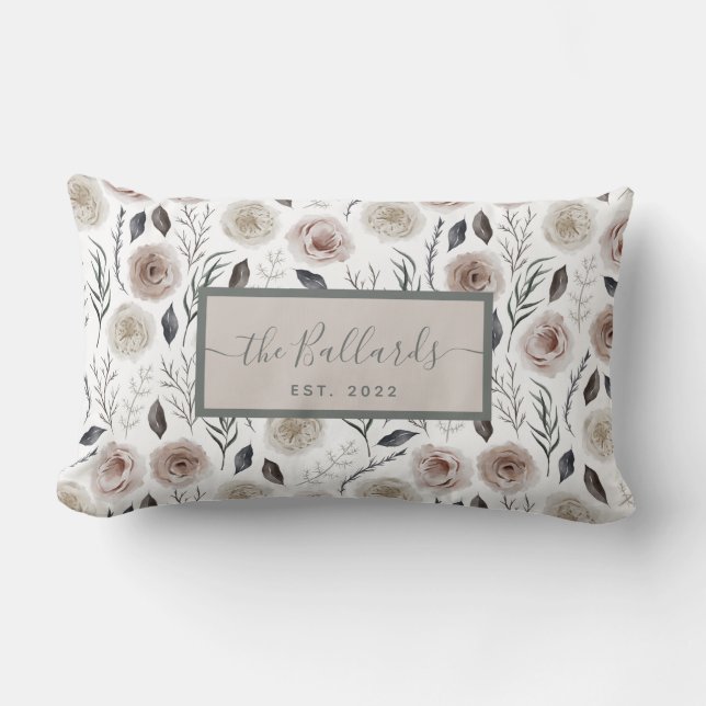 Oreiller personnalisé à motif floral aquarelle (Recto)