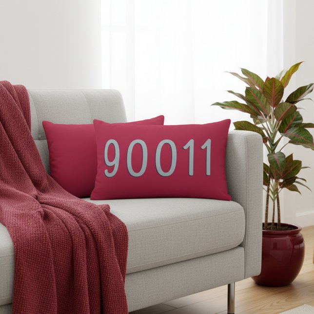Oreiller personnalisé avec code postal - Rouge Car (Burgundy red ZIP code lumbar pillow. Customize it with your own's home lozation.)