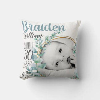 Oreiller personnalisé d'annonce de naissance de bé