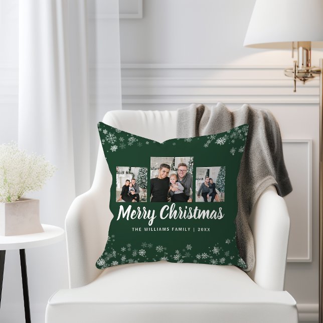 Oreiller photo de vacances vertes (Green Holiday Photo Throw Pillow
)