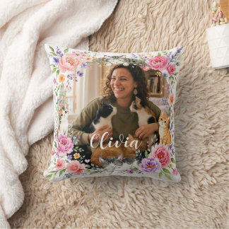 Oreiller photo personnalisé Fleur Maman Chat 