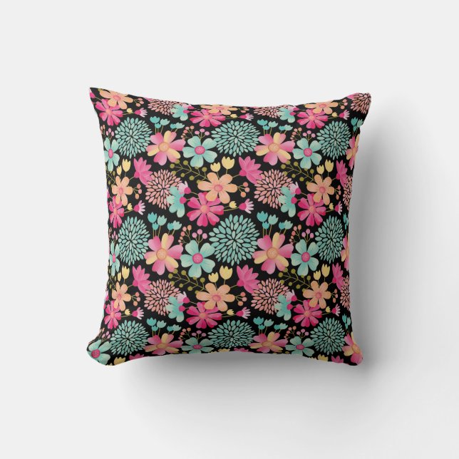 Oreiller pour la nurserie de bébé fille à motif fl (Recto)