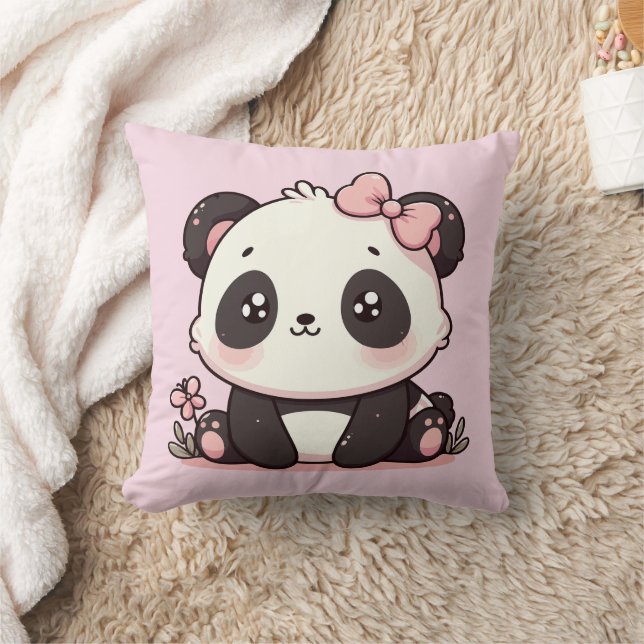 Oreiller rose bébé panda adorable (Couverture)