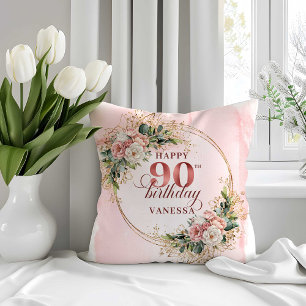 Oreiller Rose Gold Dusty Pink Floral 90e Anniversa