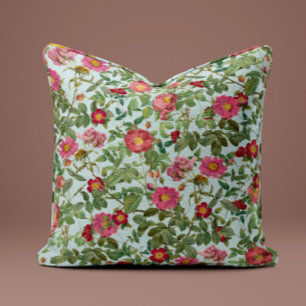 Oreiller Rose Rose Vintage sur Fond Vert Menthe Do