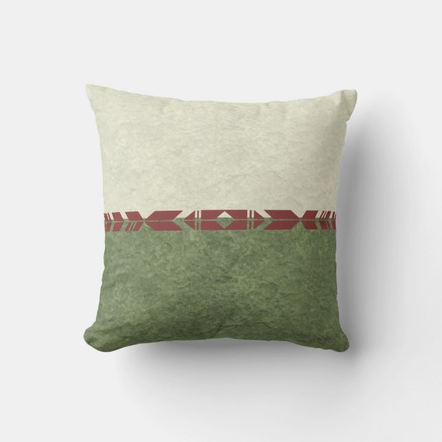Oreiller rustique beige et vert (Recto)