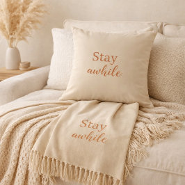 Oreiller typographie terracotta sable chaud Restez