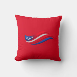 Oreiller USA Stars & Stripes Wave   Rouge Blanc