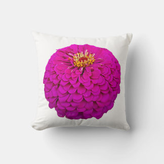 Oreiller vibrant fleur de zinnia rose
