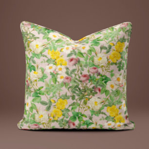Oreiller Vintage Wild Rose en Crème Rosée