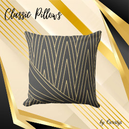 Oreillers à jet d'or et gris fumée Art déco