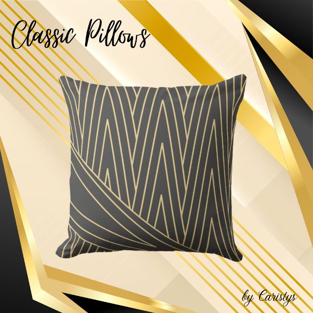 Oreillers à jet d'or et gris fumée Art déco (Créateur téléchargé)