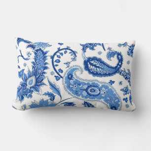 Oreillers à lancer bleu et blanc Paisley