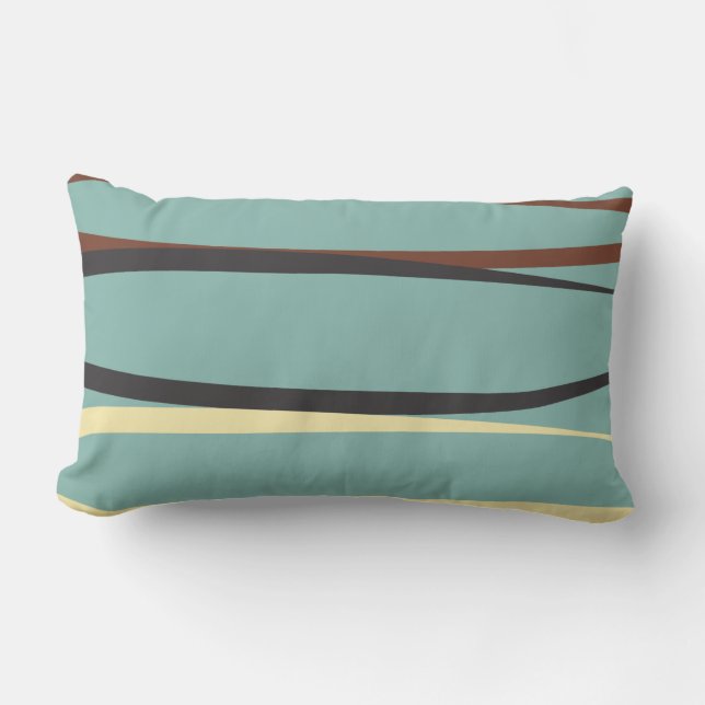 Oreillers à lancer bleu Lumbar avec noir, Brown et (Recto)