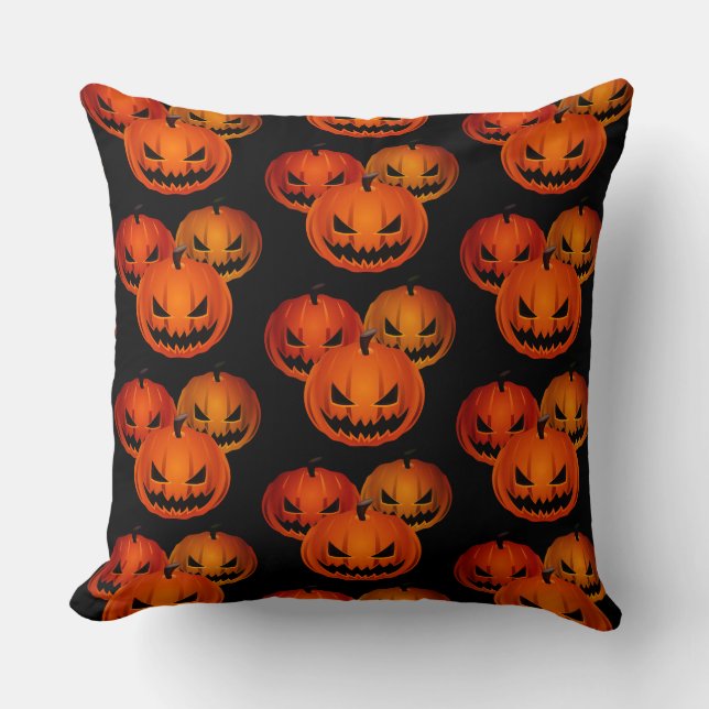 Oreillers à lancer Coussin-Citrouilles d'Halloween (Recto)