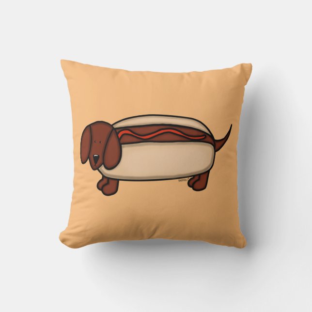 Oreillers à lancer de chien chaud de Dachshund (Recto)