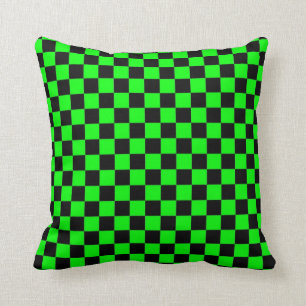 Oreillers à lancer Motif Neon Green & Black Chess