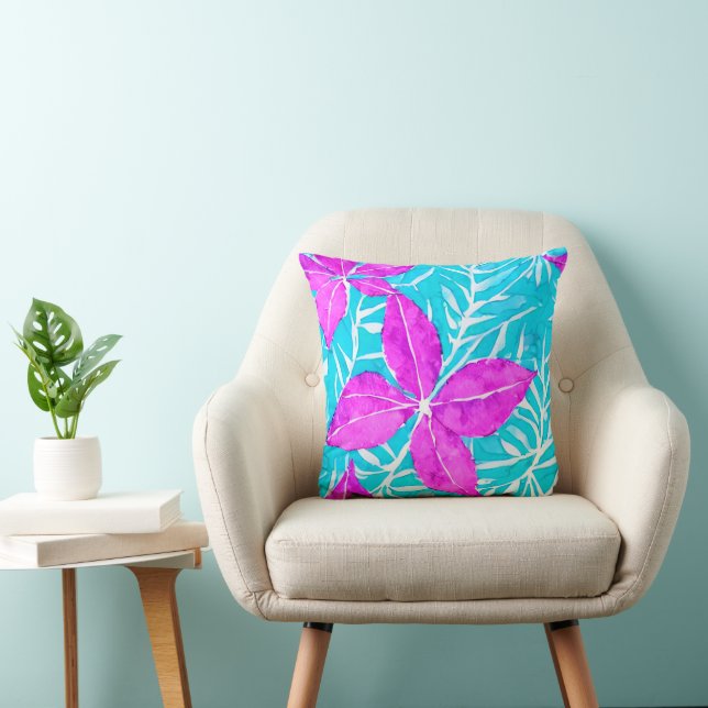 Oreillers à lancer Motif rose et turquoise (Chaise)