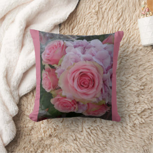 Oreillers à lancer Pastel Rose et fleurs d'Hydrang