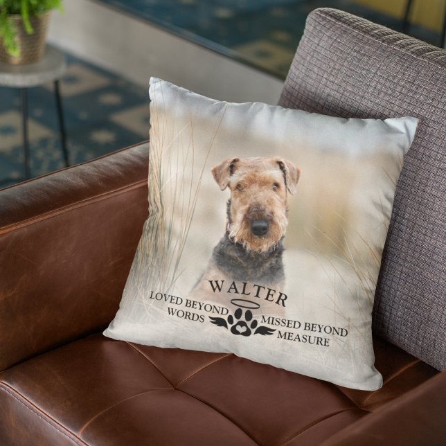 Oreillers à lancer photo de Dog Memorial (Dog Memorial Photo Throw Pillow
)