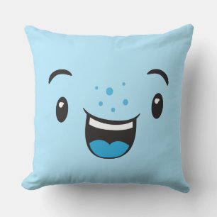 Oreillers à projecteur bleu souriant Kawaii