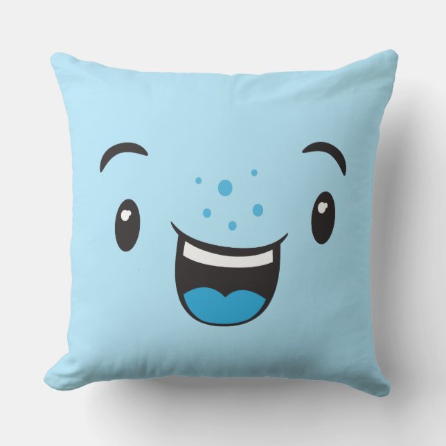 Oreillers à projecteur bleu souriant Kawaii (Recto)