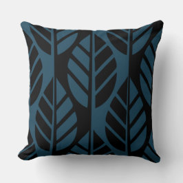 Oreillers Motif Feuille moderne noir et bleu
