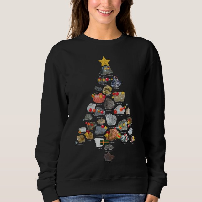 Ores Minerals Gems Rocks sammeln Weihnachtsbaum Sweatshirt (Vorderseite)