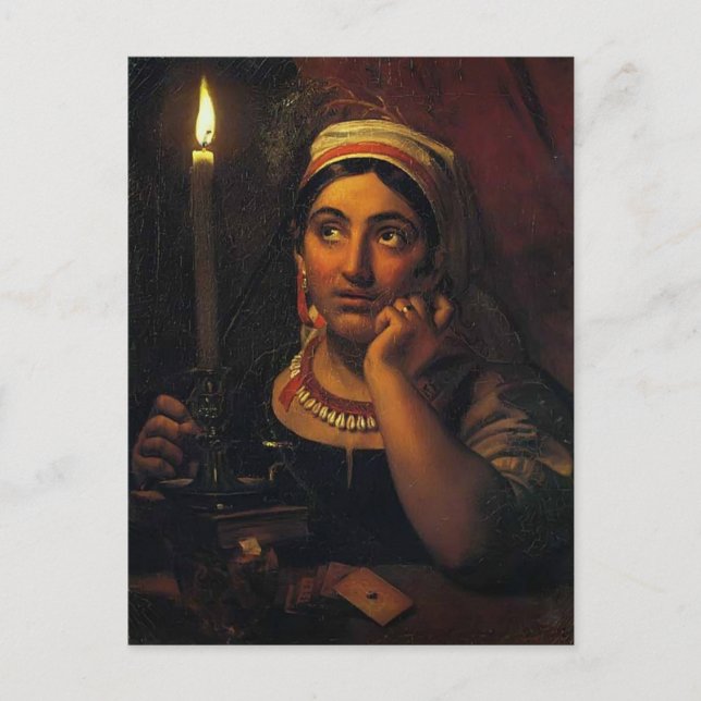 Orest Kiprensky - Glücksbringer mit Kerze Postkarte (Vorderseite)