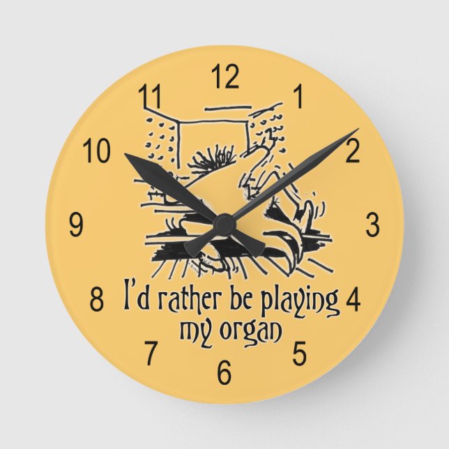 Organ-Cartoonuhr Runde Wanduhr (Vorderseite)