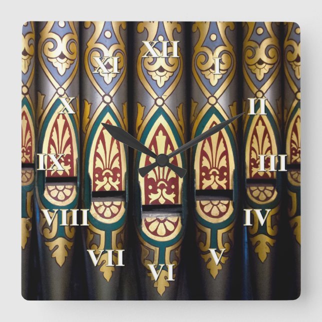 Organ clock - Numerals Quadratische Wanduhr (Vorderseite)
