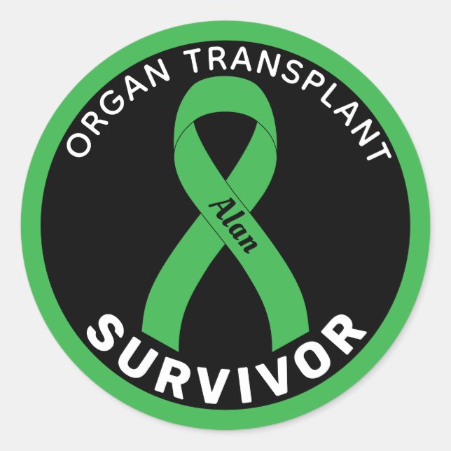 Organ Transplant Ribbon Black Runder Aufkleber (Vorderseite)