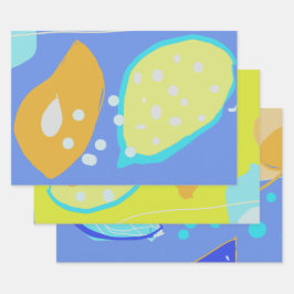 Organic design Wrapping Paper Flat Sheet Set of 3 Geschenkpapier Set