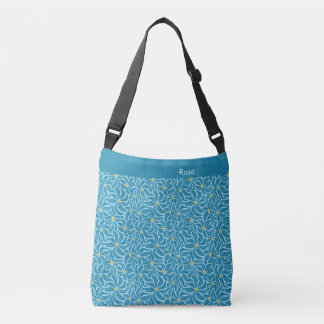 Organic floral shapes turquoise yellow tragetaschen mit langen trägern