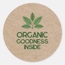 Organic Goodness Inside | Rustic Kraft Look Runder Aufkleber