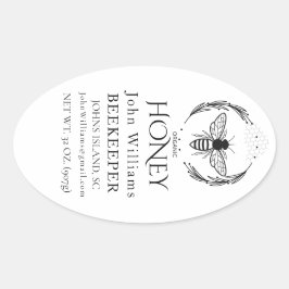 Organic honey bee queen ovaler aufkleber