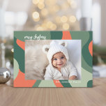 Organic Line Abstract Art - 1 Photo Jade Coral Feiertagskarte<br><div class="desc">An organic abstract line art with green and coral colors. The modern design highlights your favorite photo for the Christmas season. The front also includes a calligraphy font for the greeting and a simple abstract art pattern on the back. If you need to move anything around, click on the customize...</div>