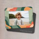 Organic Line Abstract Art - 1 Photo Jade Coral Magnet<br><div class="desc">An organic abstract line art with green and coral colors. The modern design highlights your favorite photo for the Christmas season. The front also includes a calligraphy font for the greeting and a simple abstract art pattern on the back. If you need to move anything around, click on the customize...</div>