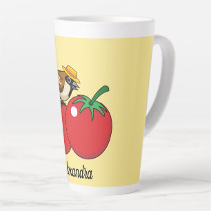 Organic Lover Sparrow Eating Red Tomato Add Name Milchtasse