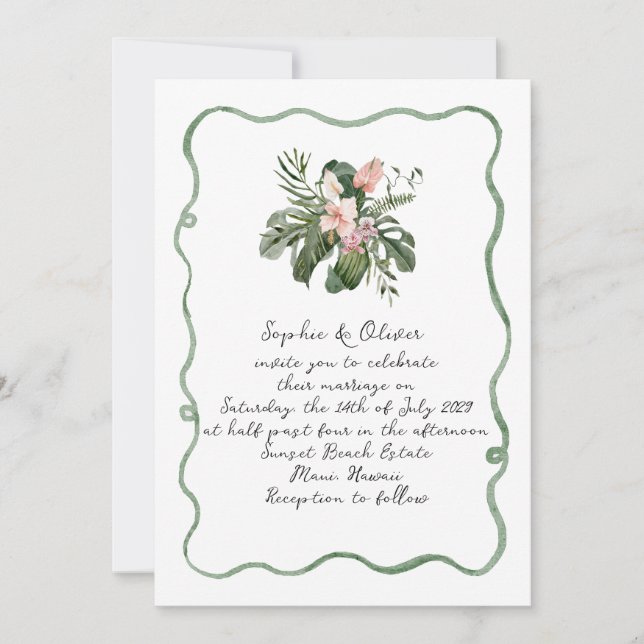 Organic Modern Tropical Wedding Invitation (Devant)