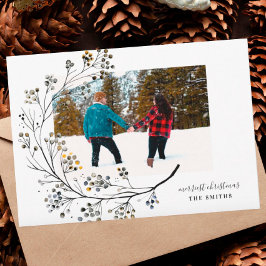 Organic Natural Merriest Christmas Photo Card Feiertagskarte