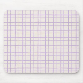 Organic Wobbly Check Grid Pattern Dusty Lilac Mousepad