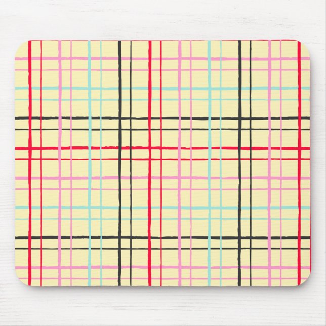 Organic Wobbly Check Grid Pattern Retro Pop Mousepad (Vorne)