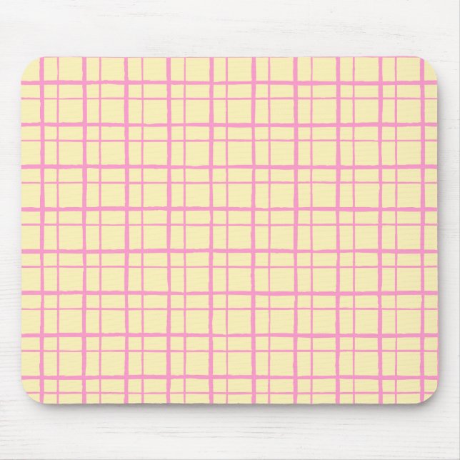 Organic Wobbly Check Grid Pattern Sunshine Yellow Mousepad (Vorne)