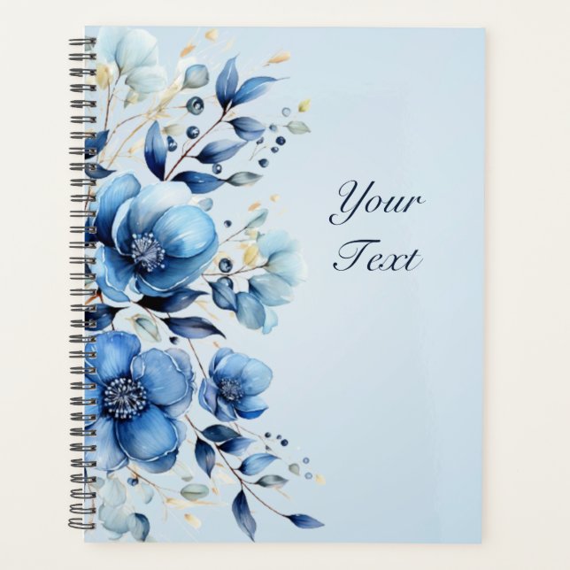 Organisateur de mariage Fleurs bleues à l'aquarell (Devant)